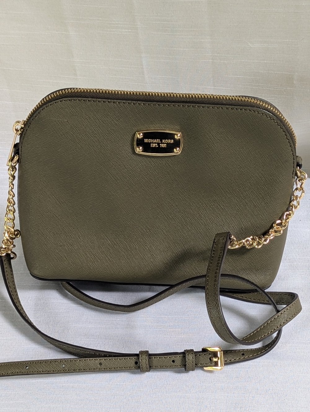 Michael Kors Olive Green Crossbody with Gold Chain Strap